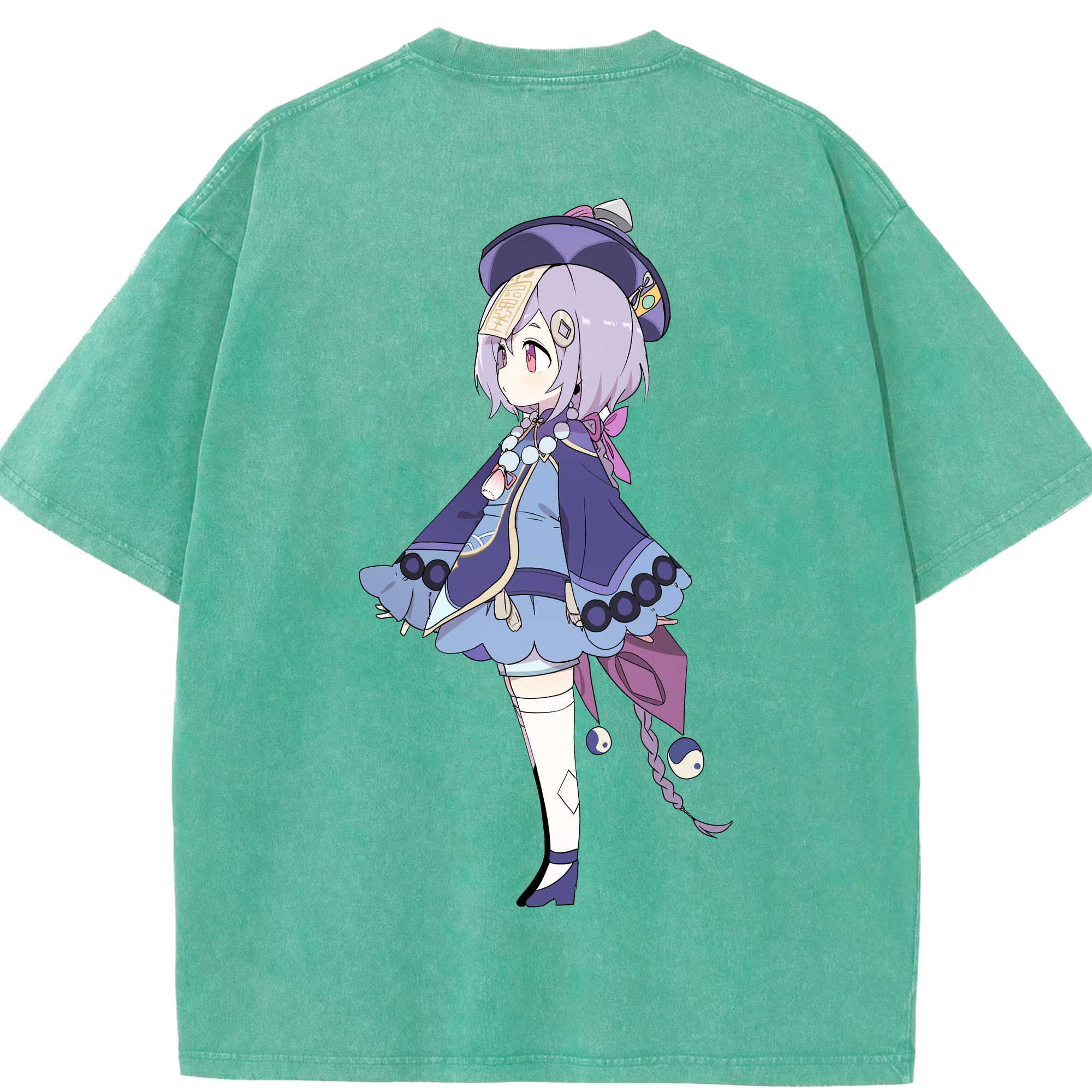 げんし神 七七 なな  genshin Nana 綿100% ヴィンテージ風 半袖Tシャツ（背面プリント）